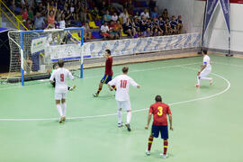 Partido España contra Bielorrusia. 14º Campeonato del Mundo Universitario de Fútbol Sala 2014 (FUTSAL). Antequera. Julio de 2014