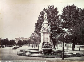 Madrid, fuente de las Cuatro Estaciones en el paseo del Prado. J. Laurent.