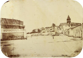 El Puerto de Santa María, plaza de toros y torre de iglesia hoy desaparecida. Conde de Vernay.