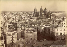 Cádiz, panorama desde la Torre Tavira, la Catedral. Léon et Lévy.
