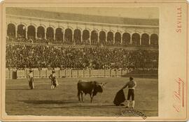 Sevilla, plaza de toros de La Maestranza durante una corrida de toros. E. Beauchy.