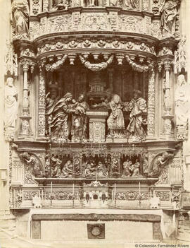 Burgos, Catedral, interior, Capilla de los Condestables, parte central del retablo mayor, obra de Gil de Siloé y Felipe Vigarny. Léon et Lévy.