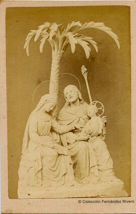 Italia, grupo escultórico de la Sagrada Familia bajo una palmera, perteneció al Papa Pio IX. Fotógrafo desconocido.