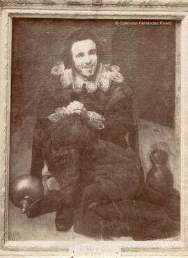 Reproducción del óleo de Velázquez, “Retrato del Bufón Calbacillas", Museo del Prado. J. Laurent y Cia.