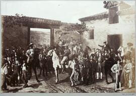 Reproducción óleo de Manuel Castellano “Patio de la plaza de Toros Antes de una Corrida”. Clifford.