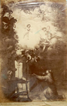 Reproducción del óleo de Murillo, “Aparicion del niño Jesús a San Antonio”, de la Catedral de Sevilla. J. Laurent y Cia.