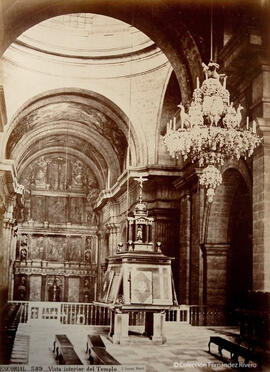 Monasterio de El Escorial (Madrid), vista interior del templo, el altar mayor desde el coro con el facistol . J. Laurent y Cia.