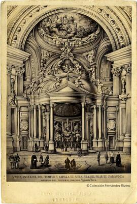 Zaragoza, reproducción de un grabado anónimo del Tabernáculo de la Virgen del Pilar.