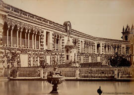 Sevilla, Alcázar, jardines, estanque de Mercurio y Galería del Grutesco. J. Laurent.