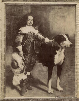 Reproducción del óleo de Velázquez, “Bufón con perro", Museo del Prado. J. Laurent y Cia.