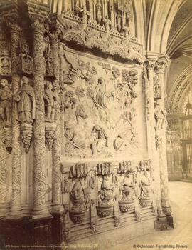 Burgos, Catedral, interior, relieve de "La Pasión" de Felipe de Borgoña. Léon et Lévy.