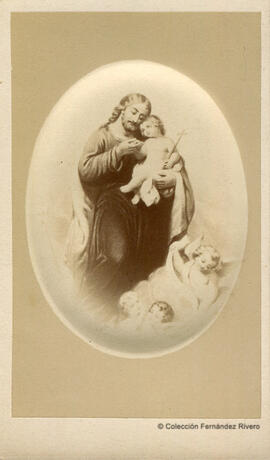 España, reproducción de una dibujo de San José con el niño Jesús. Fotógrafo desconocido.