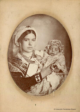 Madrid, retrato del infante Alfonso futuro Alfonso XII con su nodriza Maria Dolores Marina. José Albiñana.