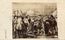 Madrid, reproducción del óleo de Velazquez: La Rendición de Breda, hoy en el Museo del Prado. H. Gautier