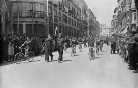 Desfile falangista en calle Larios. Hacia 1938. Málaga, España.