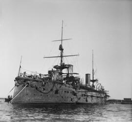 Crucero italiano “CARLO ALBERTO”. Puerto de Málaga. 1913. España.  Colección Gonzalo de Castro-155