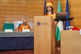 Ana José Cisneros. Investidura de Jorge Martínez-Vázquez como Doctor "Honoris Causa" por la Universidad de Málaga. Edificio del Rectorado. Julio de 2025