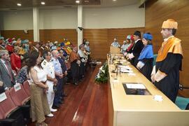 Mesa presidencial. Investidura como "Doctores Honoris Causa" de Antonio García Berrio y Pilar Palomo Vázquez por la Facultad de Filosofía y Letras de la Universidad de Málaga. Edificio del Rectorado. Junio de 2024