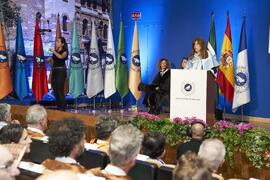 Intervención de Sara Robles. Investidura de Hermanfrid Schubart, Alejandro Portes y Luis Enrique de la Villa como Doctores "Honoris Causa" por la Universidad de Málaga. Paraninfo. Octubre de 2024