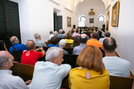 Eugenio Chicano en el Aula de Cultura de Diario Sur. Sociedad Económica Amigos del País. Junio de 2019