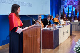 Discurso de Elsa Marina Álvarez. Investidura de Bernardo Quintero como Doctor "Honoris Causa" por la Universidad de Málaga. Paraninfo. Marzo de 2025