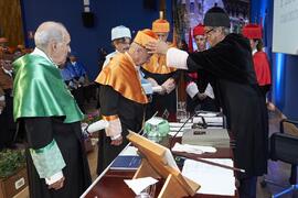 Investidura de Hermanfrid Schubart, Alejandro Portes y Luis Enrique de la Villa como Doctores "Honoris Causa" por la Universidad de Málaga. Paraninfo. Octubre de 2024