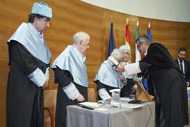 Investidura como "Doctores Honoris Causa" de Antonio García Berrio y Pilar Palomo Vázquez por la Facultad de Filosofía y Letras de la Universidad de Málaga. Edificio del Rectorado. Junio de 2024