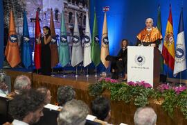 Laudatio de Félix Requena. Investidura de Hermanfrid Schubart, Alejandro Portes y Luis Enrique de la Villa como Doctores "Honoris Causa" por la Universidad de Málaga. Paraninfo. Octubre de 2024