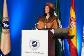 Discurso de investidura de Andrea Goldsmith como doctora "Honoris Causa" por la Escuela Técnica Superior de Ingeniería de Telecomunicación de la Universidad de Málaga. Paraninfo. Octubre de 2024