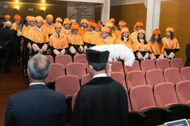 Asistentes a la investidura como Doctor "Honoris Causa" de José Emilio Navas por la Facultad de Ciencias Económicas y Empresariales de la Universidad de Málaga. Edificio del Rectorado. Abril de 2017