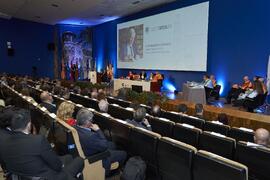 Intervención telemática de Hermanfrid Schubart en su investidura como Doctor "Honoris Causa" por la Universidad de Málaga. Paraninfo. Octubre de 2024