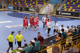 Partido Rumanía - Rusia. Categoría femenina. Campeonato del Mundo Universitario de Balonmano. Antequera. Julio de 2016