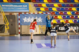 Partido Uruguay - Polonia. Categoría femenina. Campeonato del Mundo Universitario de Balonmano. Antequera. Junio de 2016