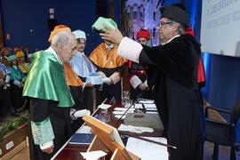 Investidura de Hermanfrid Schubart, Alejandro Portes y Luis Enrique de la Villa como Doctores "Honoris Causa" por la Universidad de Málaga. Paraninfo. Octubre de 2024