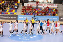Partido Rusia - Polonia. Categoría femenina. Campeonato del Mundo Universitario de Balonmano. Antequera. Julio de 2016