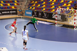Partido Rusia - Polonia. Categoría femenina. Campeonato del Mundo Universitario de Balonmano. Antequera. Julio de 2016