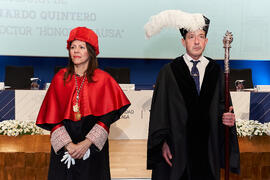 Elsa Marina Álvarez. Investidura de Bernardo Quintero como Doctor "Honoris Causa" por la Universidad de Málaga. Paraninfo. Marzo de 2025