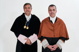 Retrato de Teodomiro López y Bernardo Quintero previo a su investidura como Doctor "Honoris Causa" por la Universidad de Málaga. Paraninfo. Marzo de 2025