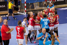 Partido Rusia - Polonia. Categoría femenina. Campeonato del Mundo Universitario de Balonmano. Antequera. Julio de 2016