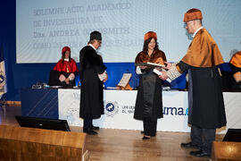 Investidura de Andrea Goldsmith como doctora "Honoris Causa" por la Escuela Técnica Superior de Ingeniería de Telecomunicación de la Universidad de Málaga. Paraninfo. Octubre de 2024