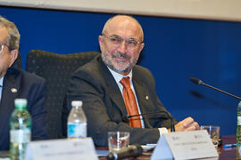 Eugenio José Luque. Conferencia de Pablo Hernández de Cos en la Facultad de Ciencias Económicas y Empresariales de la Universidad de Málaga. Paraninfo. Octubre de 2022