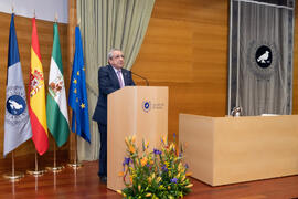 Intervención de José Ángel Narváez en la toma de posesión del nuevo Consejo de Dirección de la Universidad de Málaga. Edificio del Rectorado.  Febrero de 2020