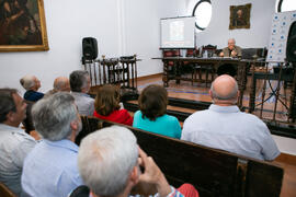 Eugenio Chicano en el Aula de Cultura de Diario Sur. Sociedad Económica Amigos del País. Junio de 2019
