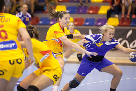 Partido Rumanía - España. Categoría femenina. Campeonato del Mundo Universitario de Balonmano. Antequera. Junio de 2016