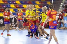 Partido Rumanía - España. Categoría femenina. Campeonato del Mundo Universitario de Balonmano. Antequera. Julio de 2016